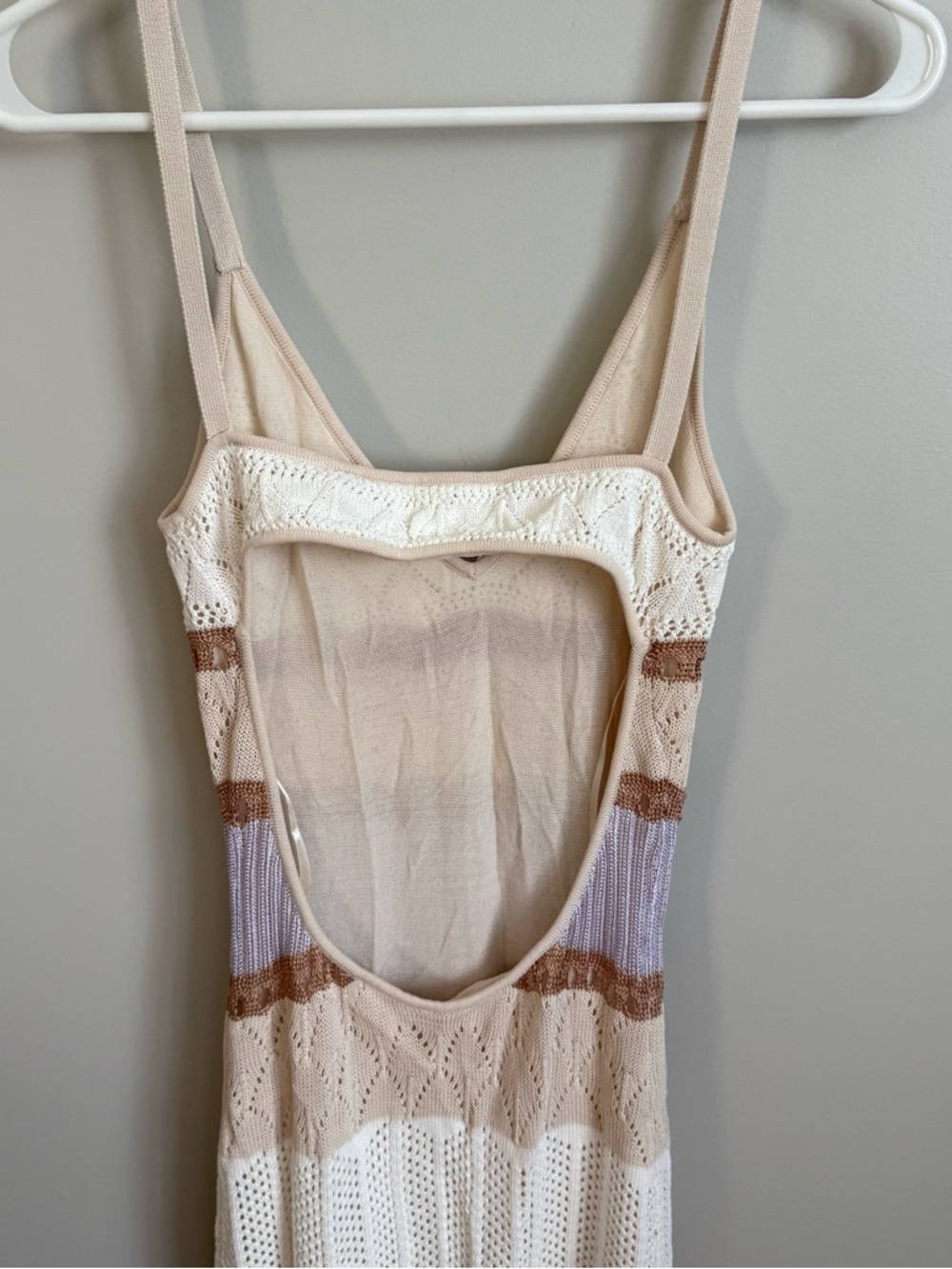 Torn by Ronny Kobo Adriana Striped Ribbed Sheath Maxi Dress Size Small Neutral - Picture 6 of 9